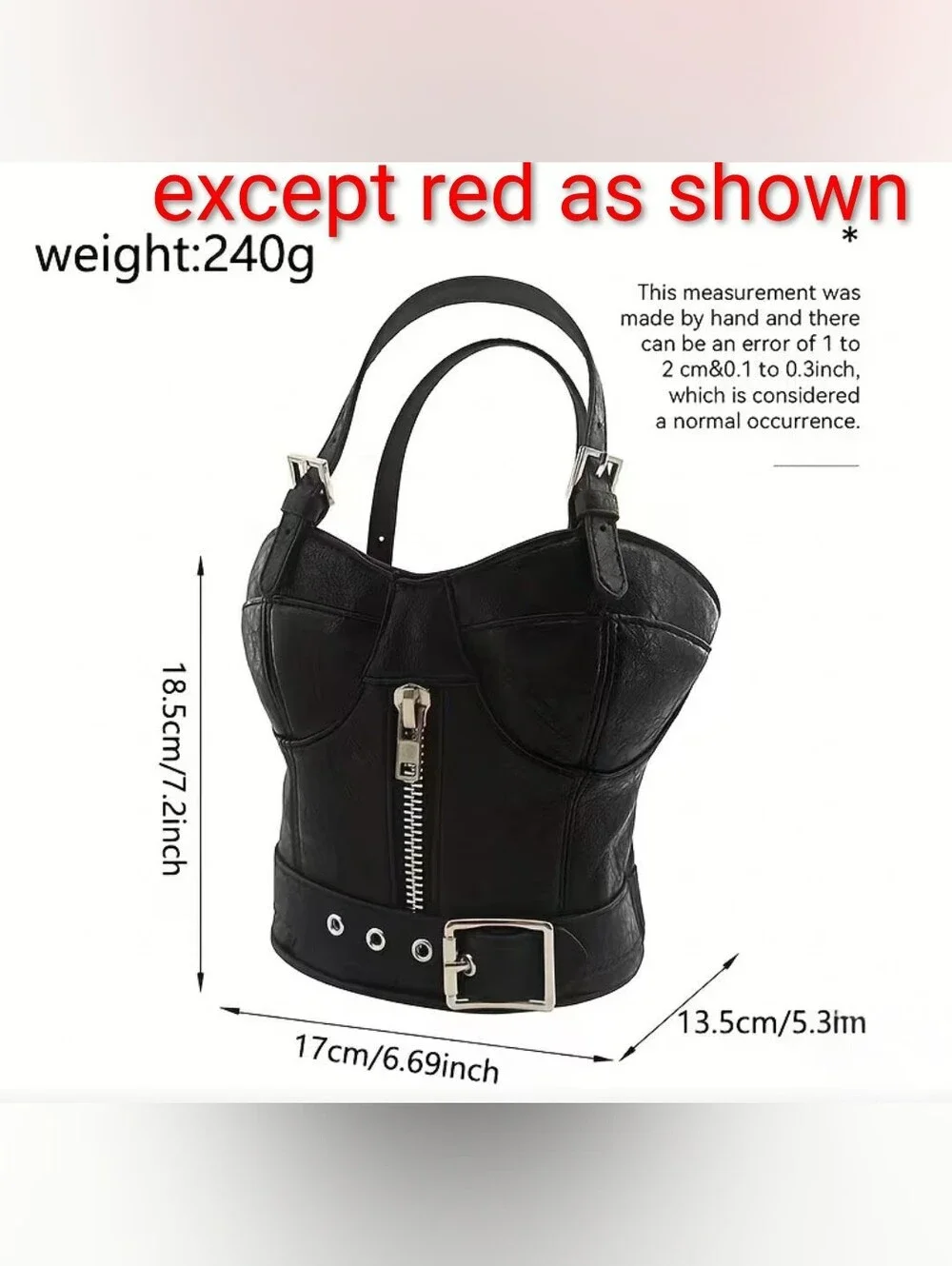 Red Women's Faux Leather Bustier Buckle Bag
